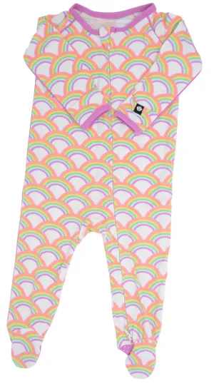 Sweet Bamboo Rockin Rainbow Piped Footie with Zipper