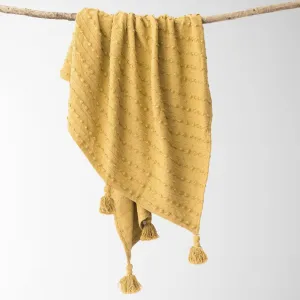 Tajik  Home  LLC - Cora Corded Throw with Tassels -Mustard