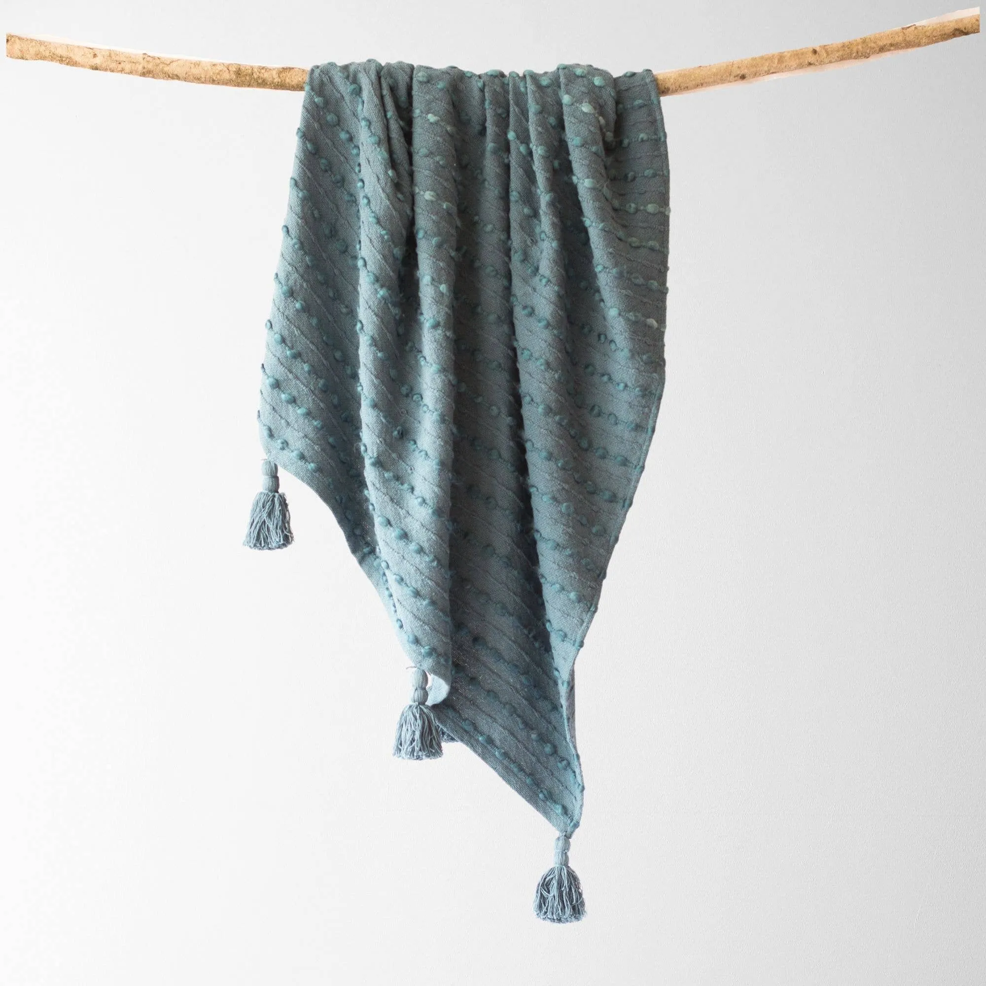 Tajik  Home  LLC - Cora Corded Throw with Tassels-Teal