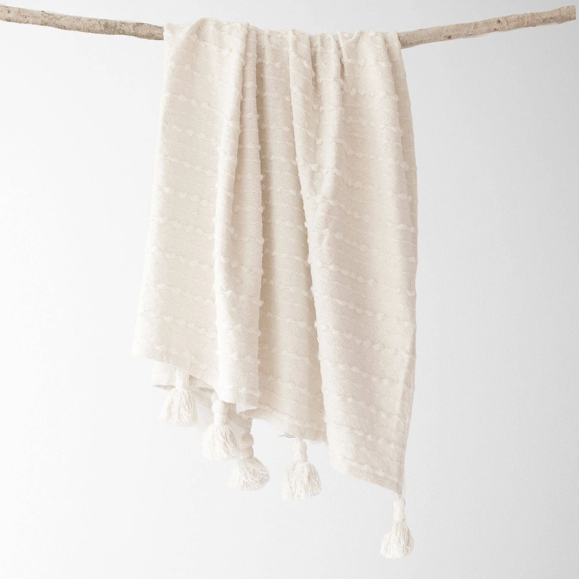 Tajik  Home  LLC - Cora Corded Throw with Tassels -white