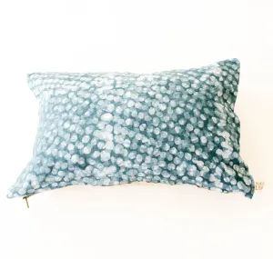 Teal Dot Linen Lumbar Pillow 12 x 18