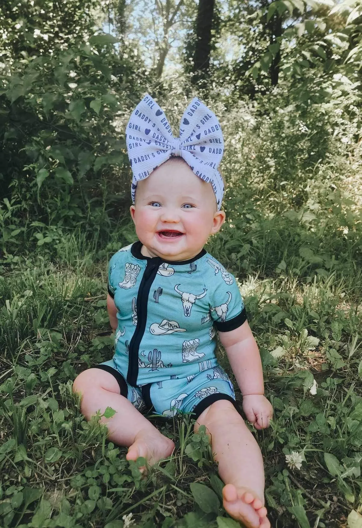 Teal Wild West Bamboo Shortie Romper