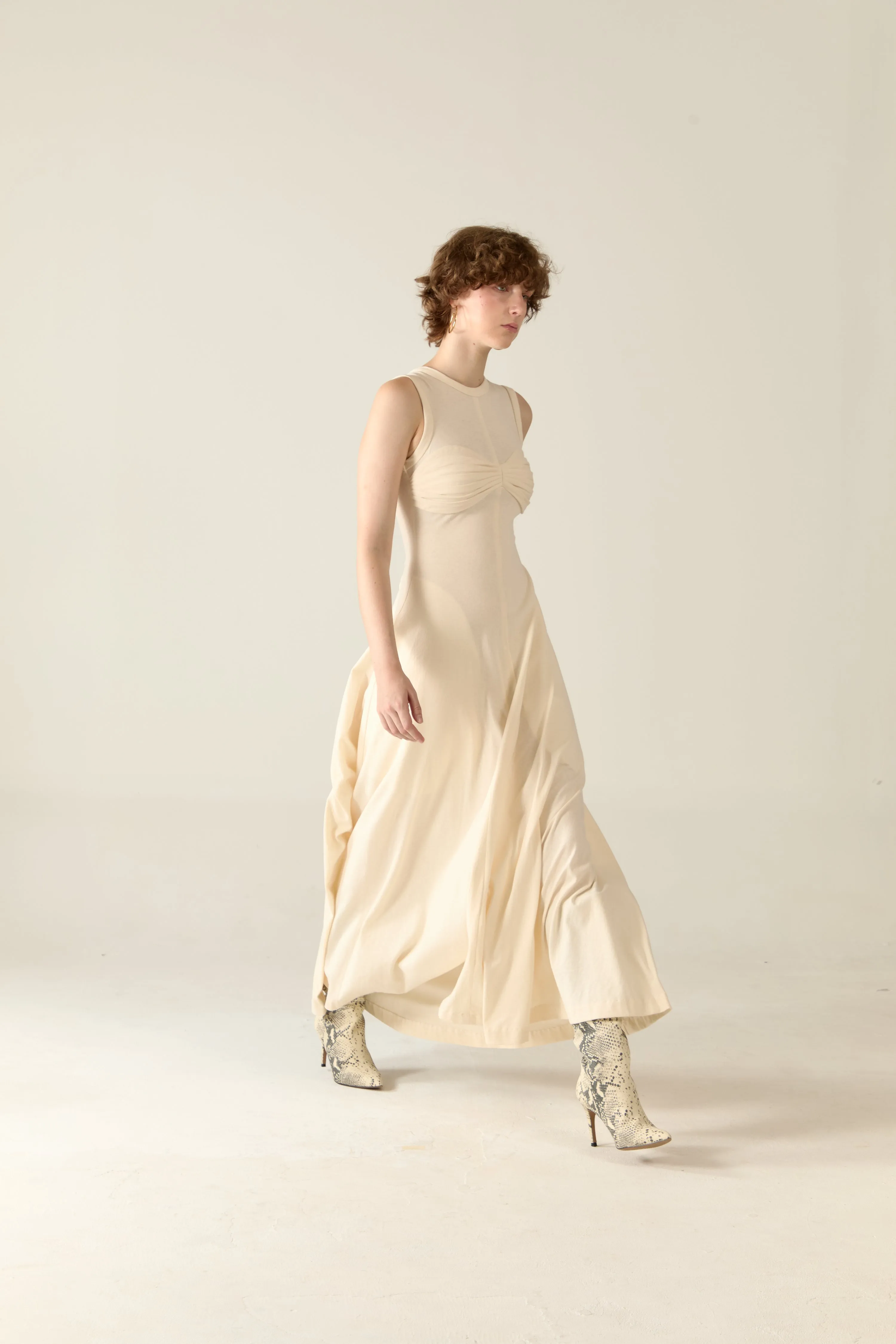 Tegan Maxi Dress in natural cotton - Milk