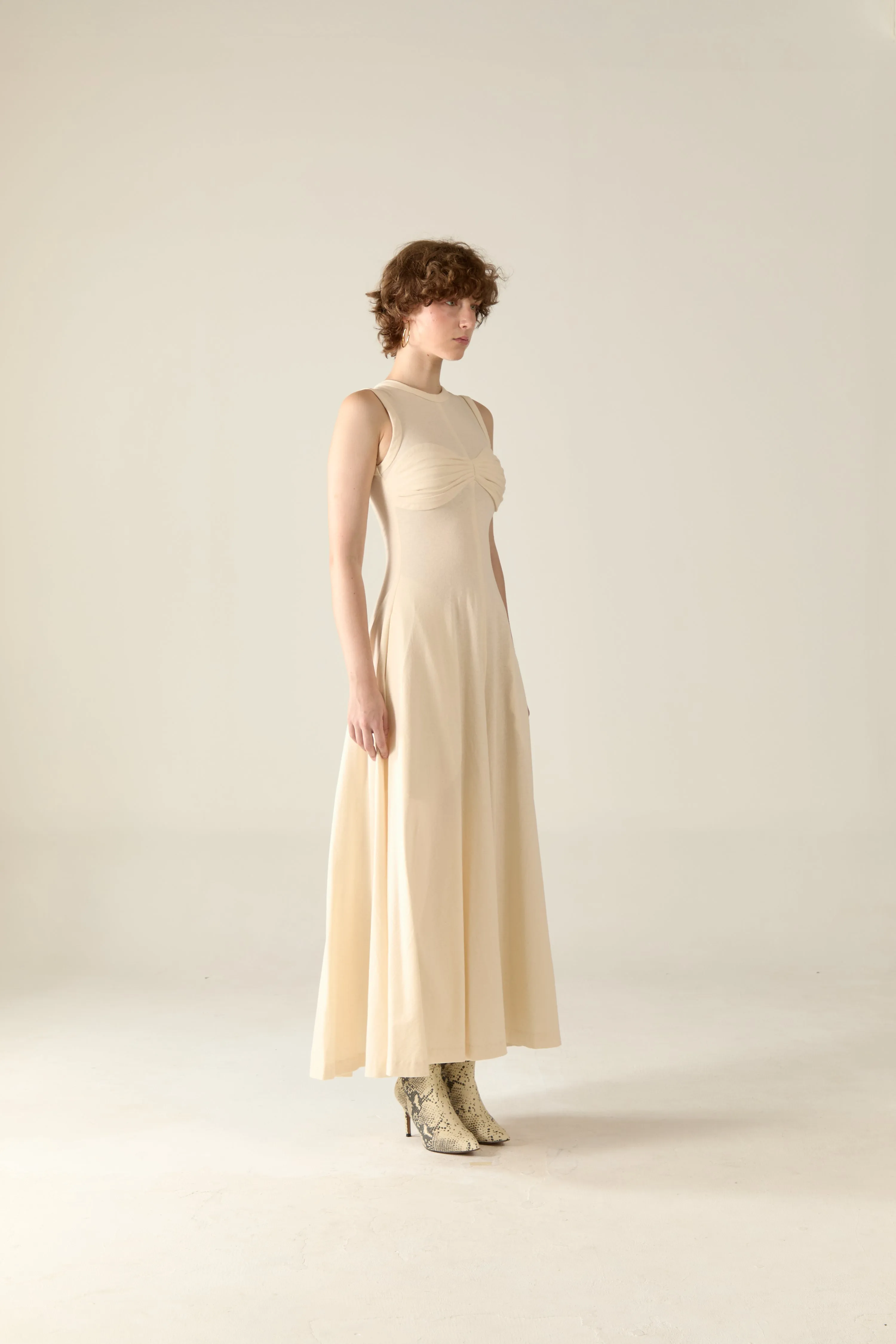 Tegan Maxi Dress in natural cotton - Milk
