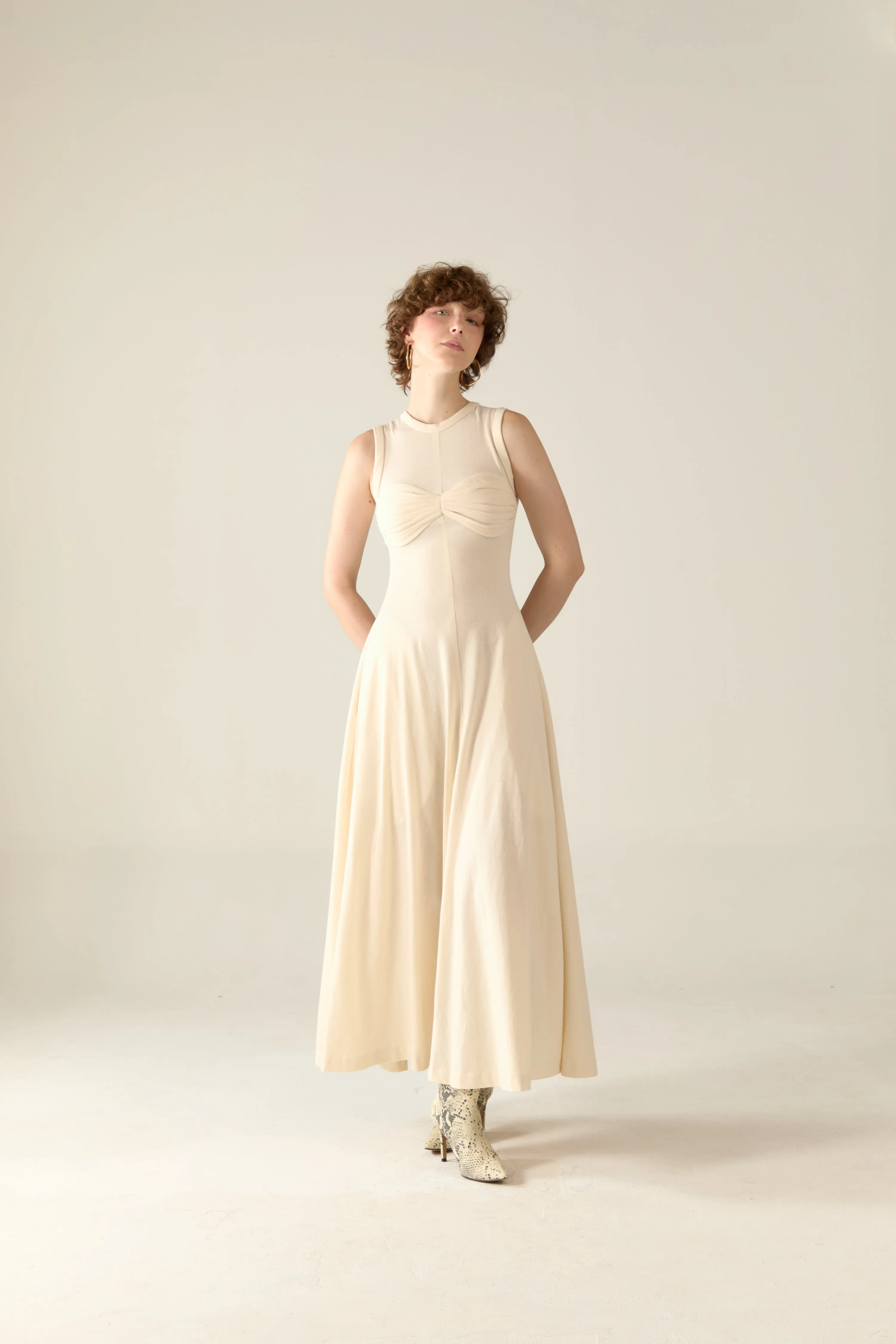Tegan Maxi Dress in natural cotton - Milk