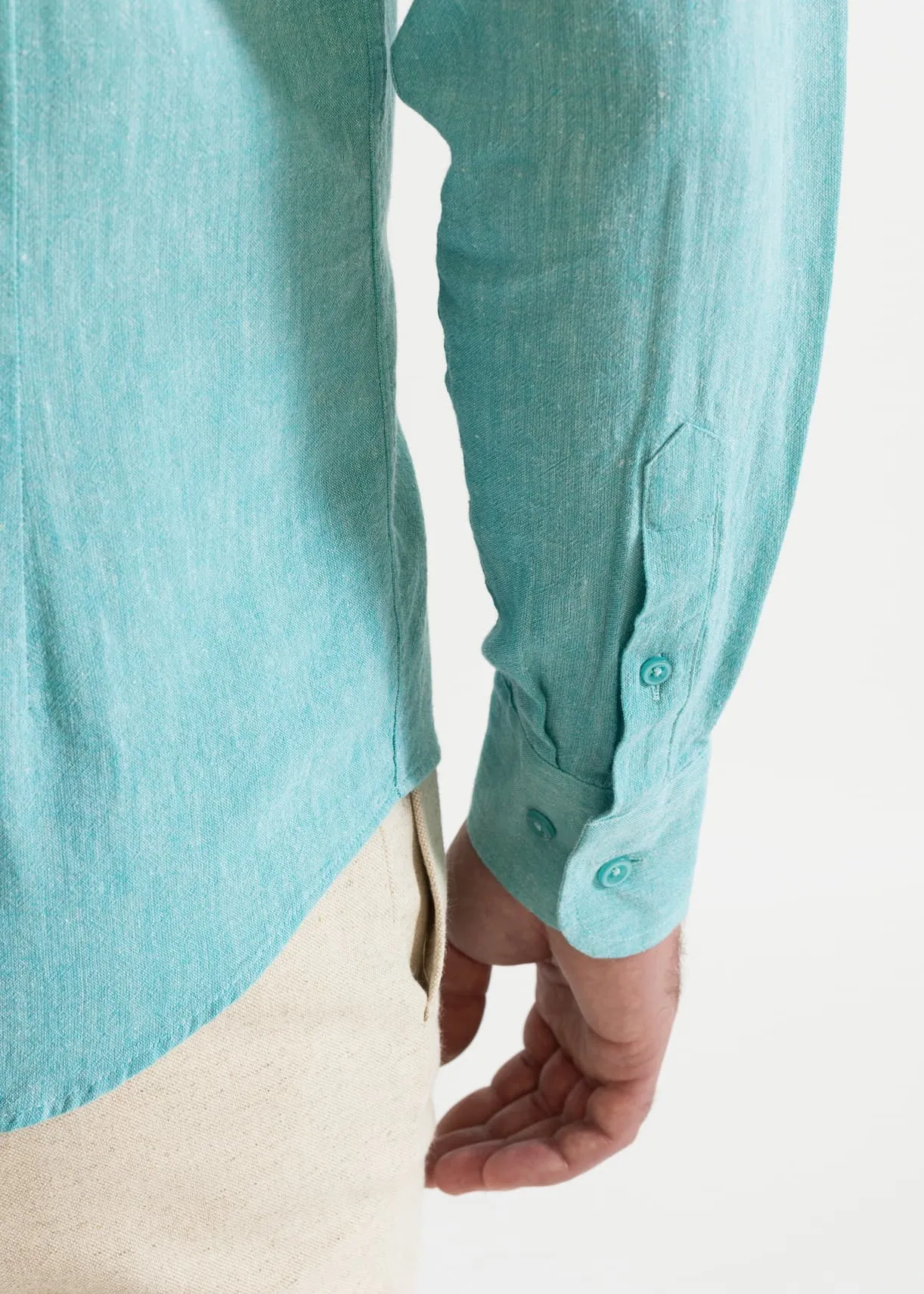 The Godeanu Linen Shirt Aqua