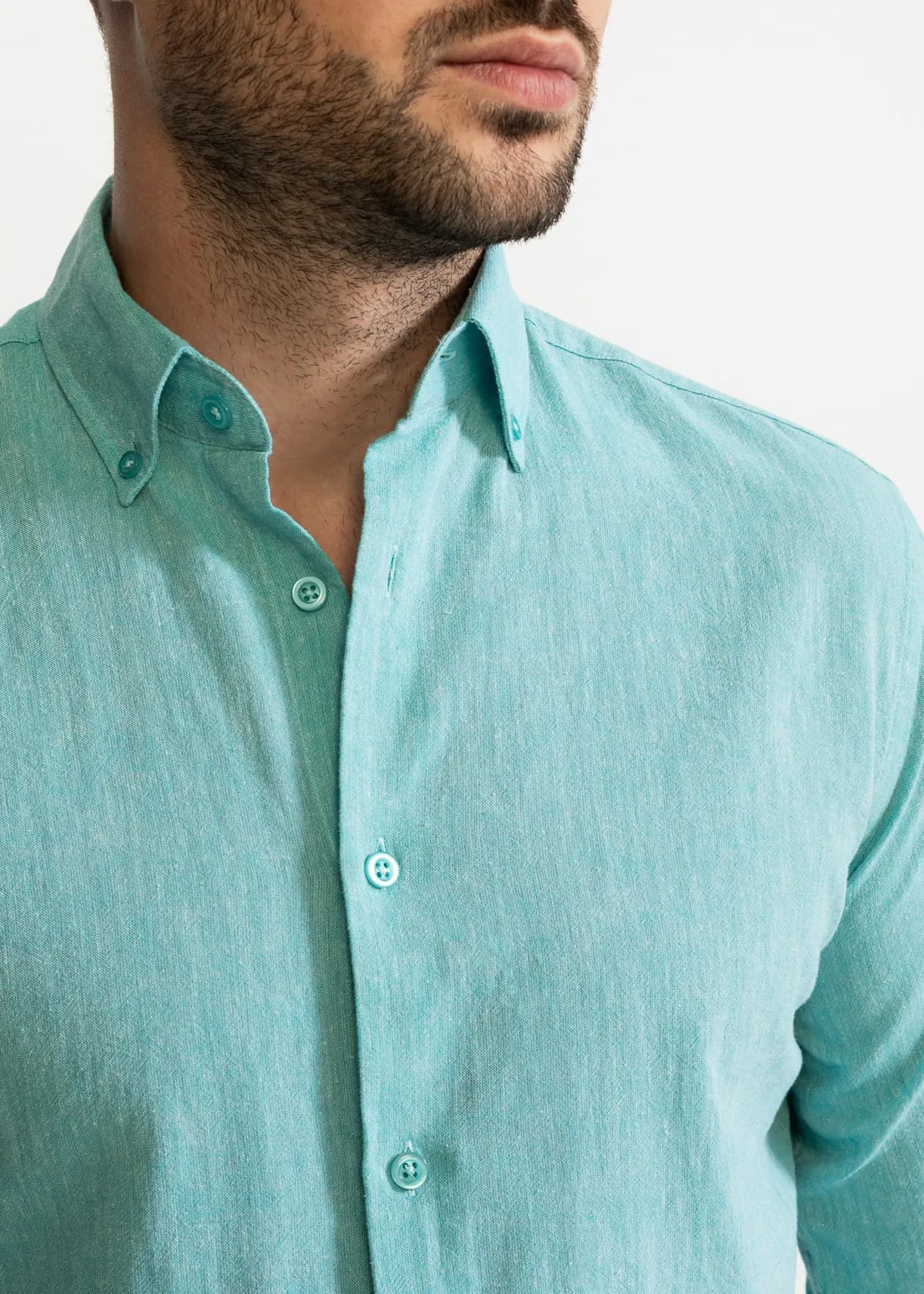 The Godeanu Linen Shirt Aqua
