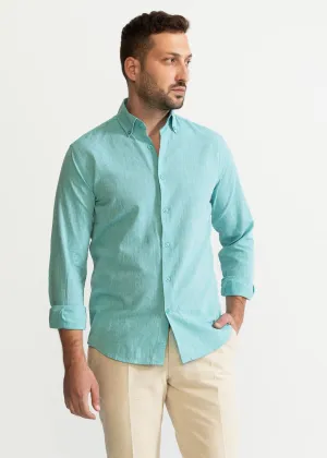 The Godeanu Linen Shirt Aqua