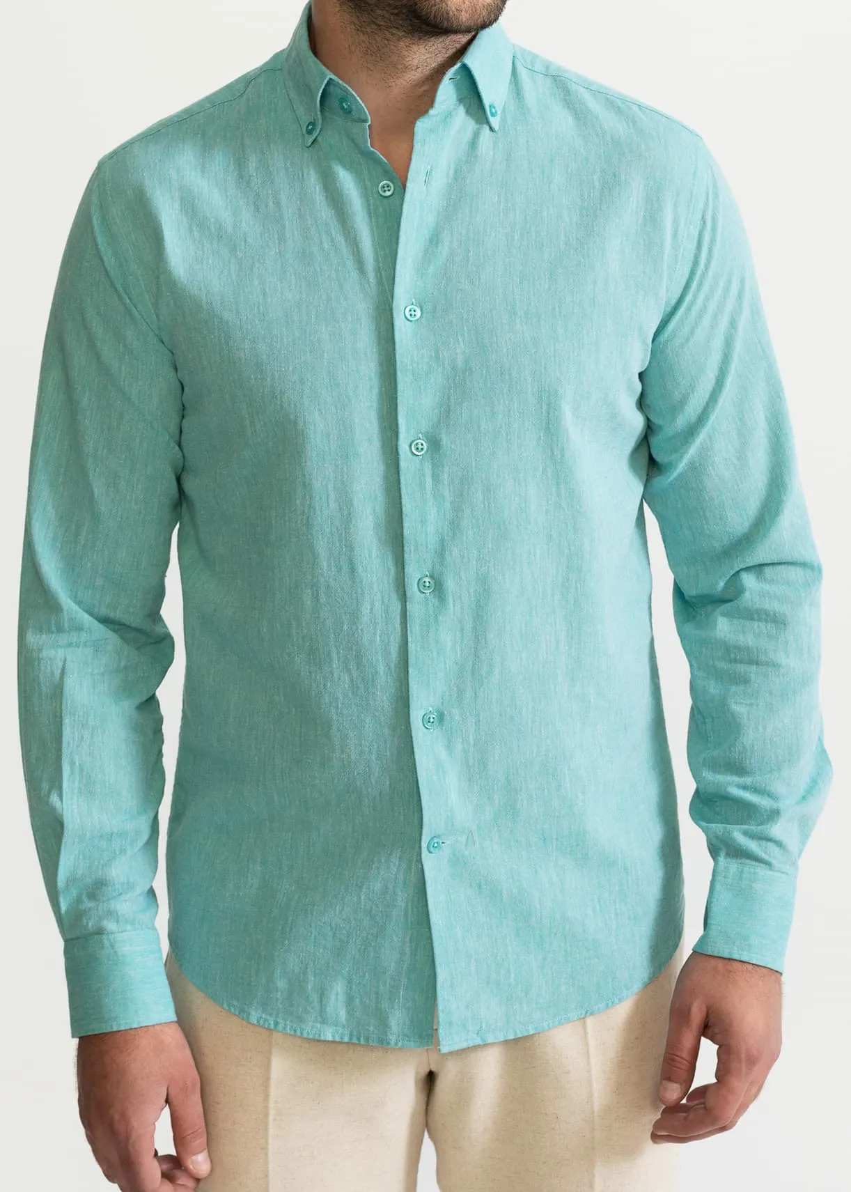 The Godeanu Linen Shirt Aqua