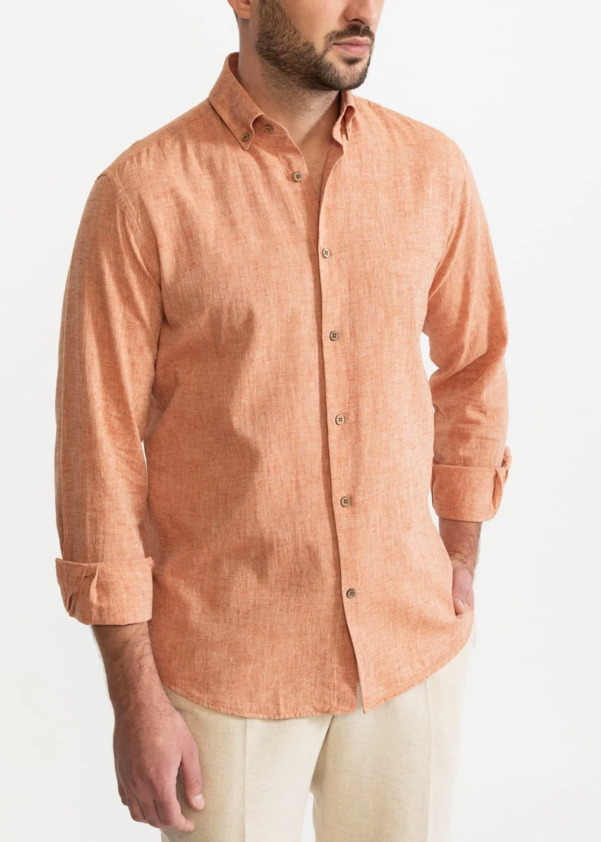 The Godeanu Linen Shirt Salmon