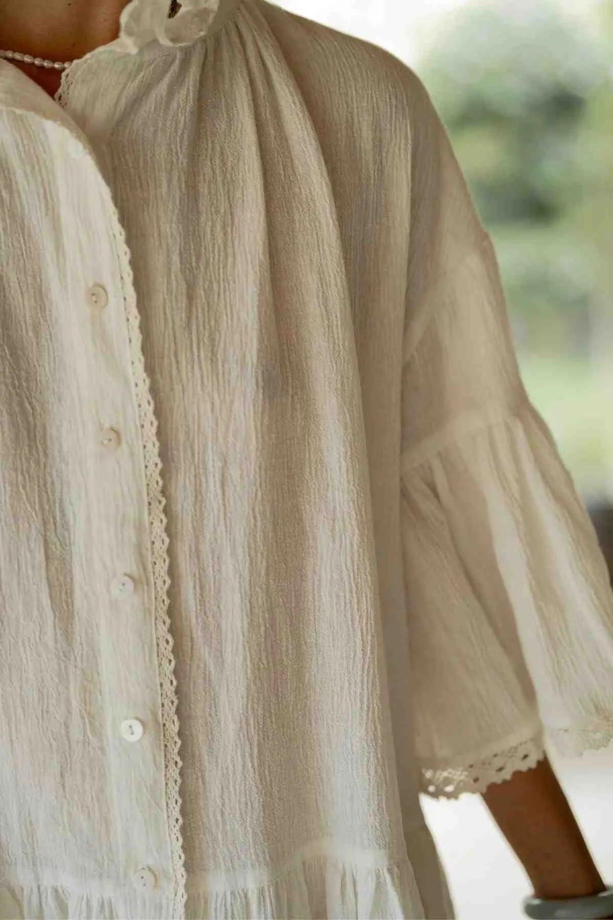 The Juliette (Natural Cotton Linen / Cotton Lace) - Made to Order