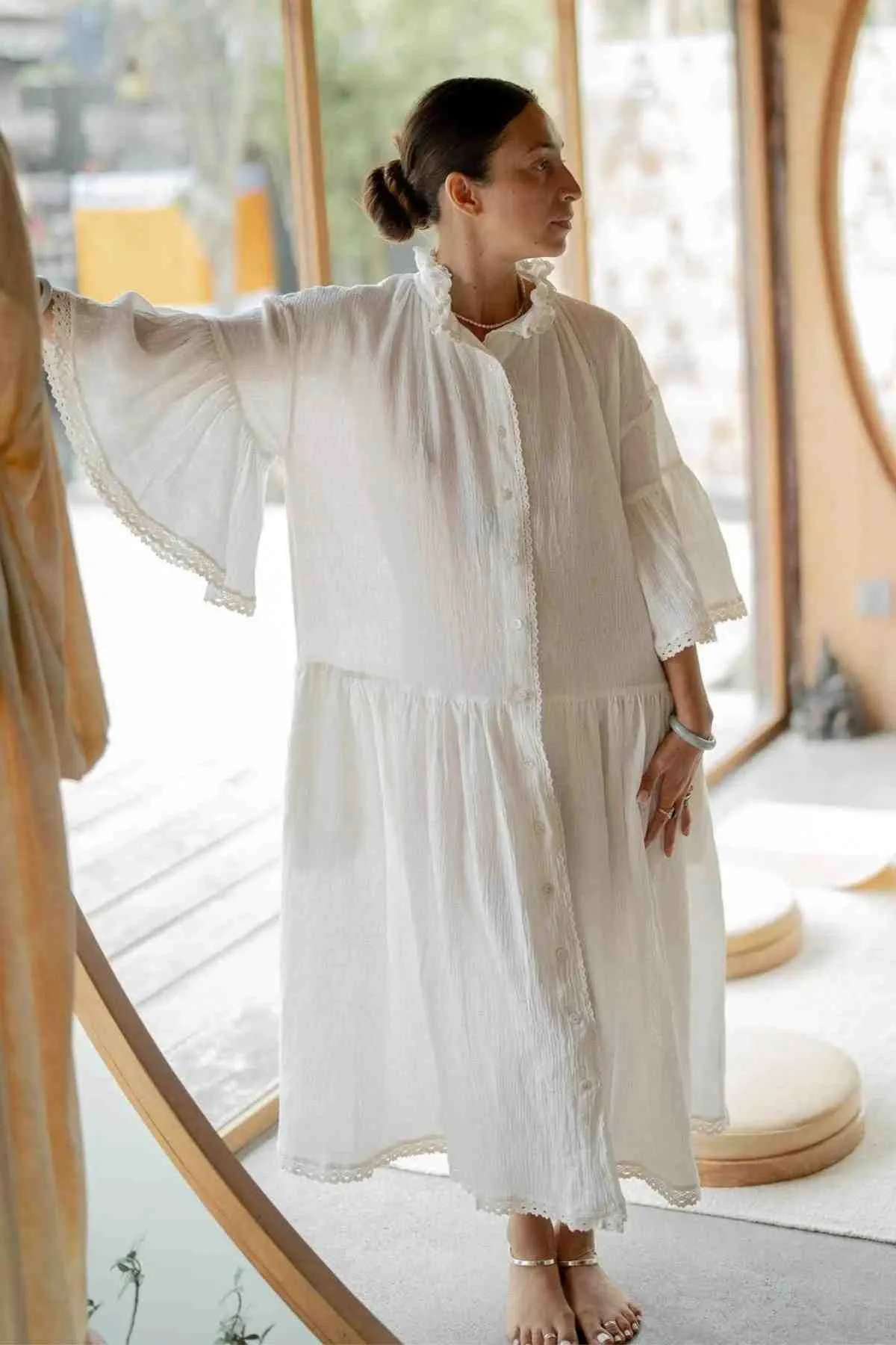 The Juliette (Natural Cotton Linen / Cotton Lace) - Made to Order