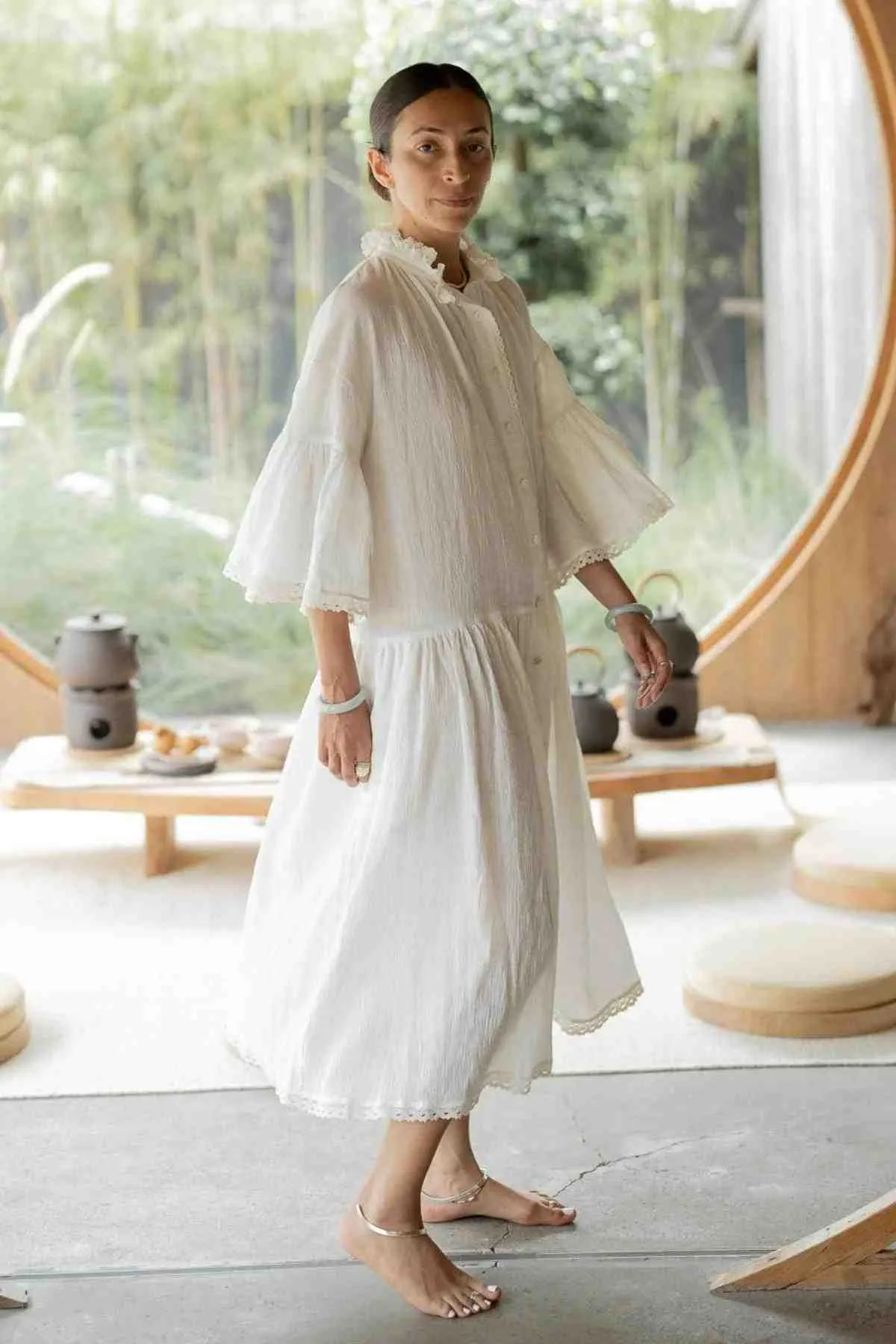 The Juliette (Natural Cotton Linen / Cotton Lace) - Made to Order
