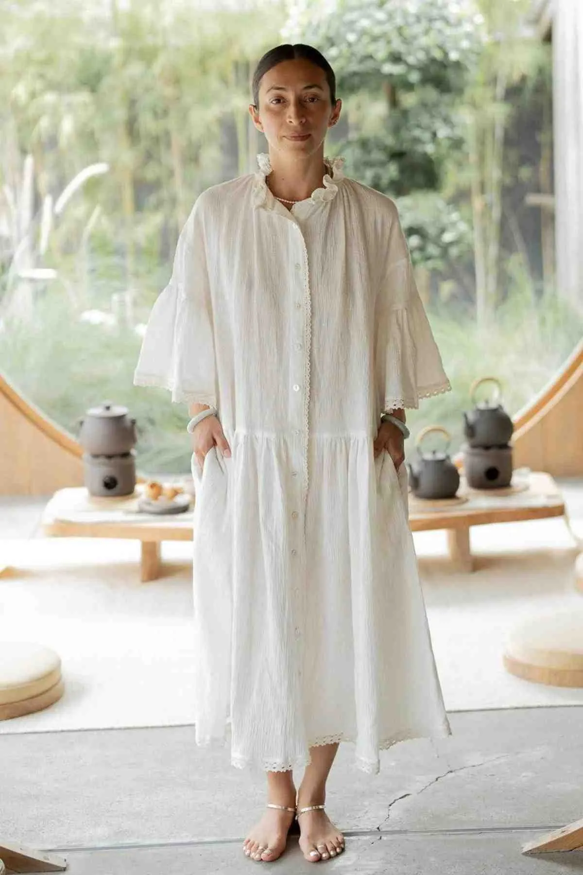 The Juliette (Natural Cotton Linen / Cotton Lace) - Made to Order