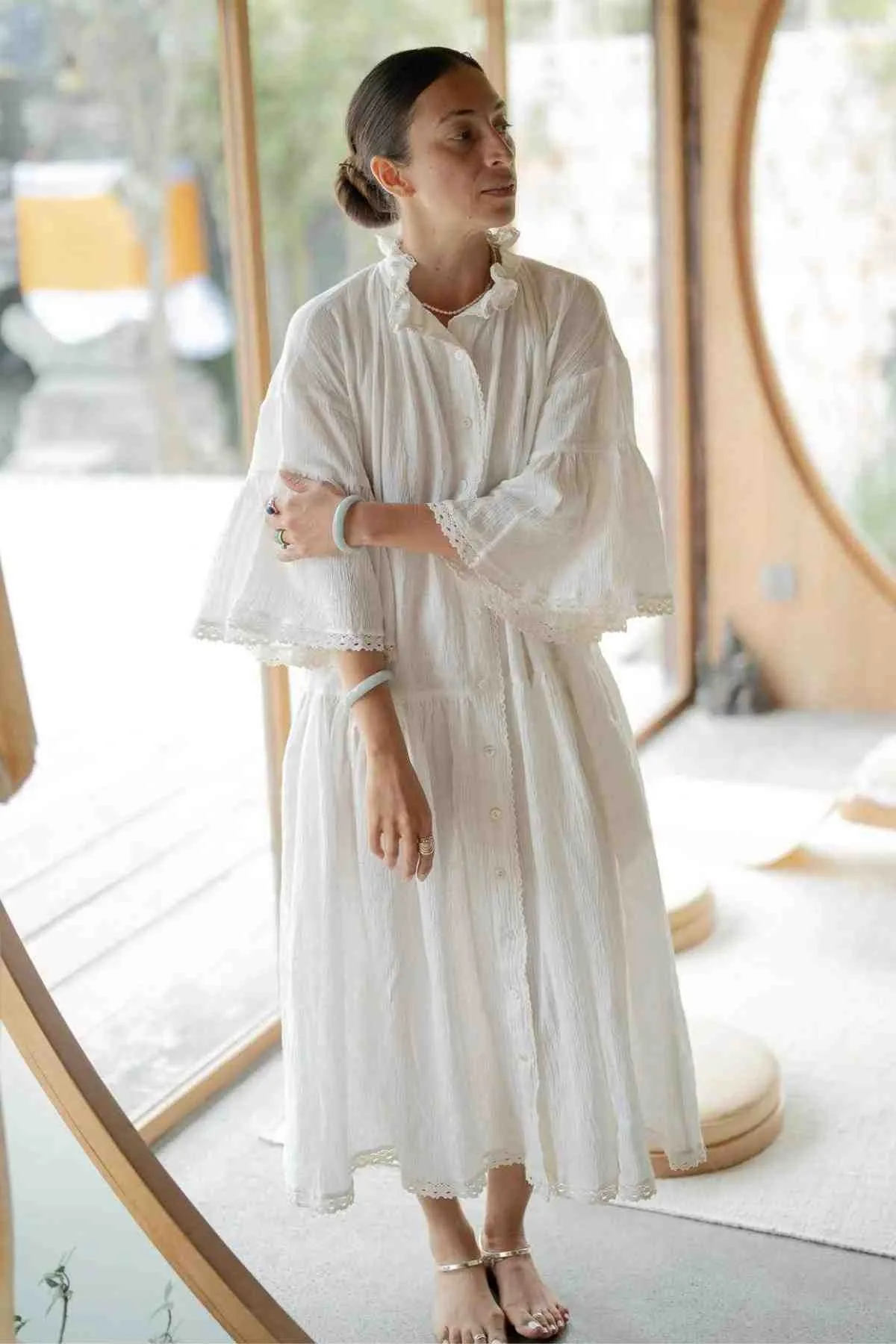 The Juliette (Natural Cotton Linen / Cotton Lace) - Made to Order