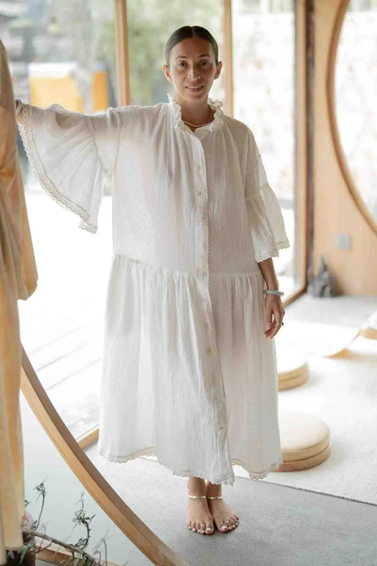 The Juliette (Natural Cotton Linen / Cotton Lace) - Made to Order
