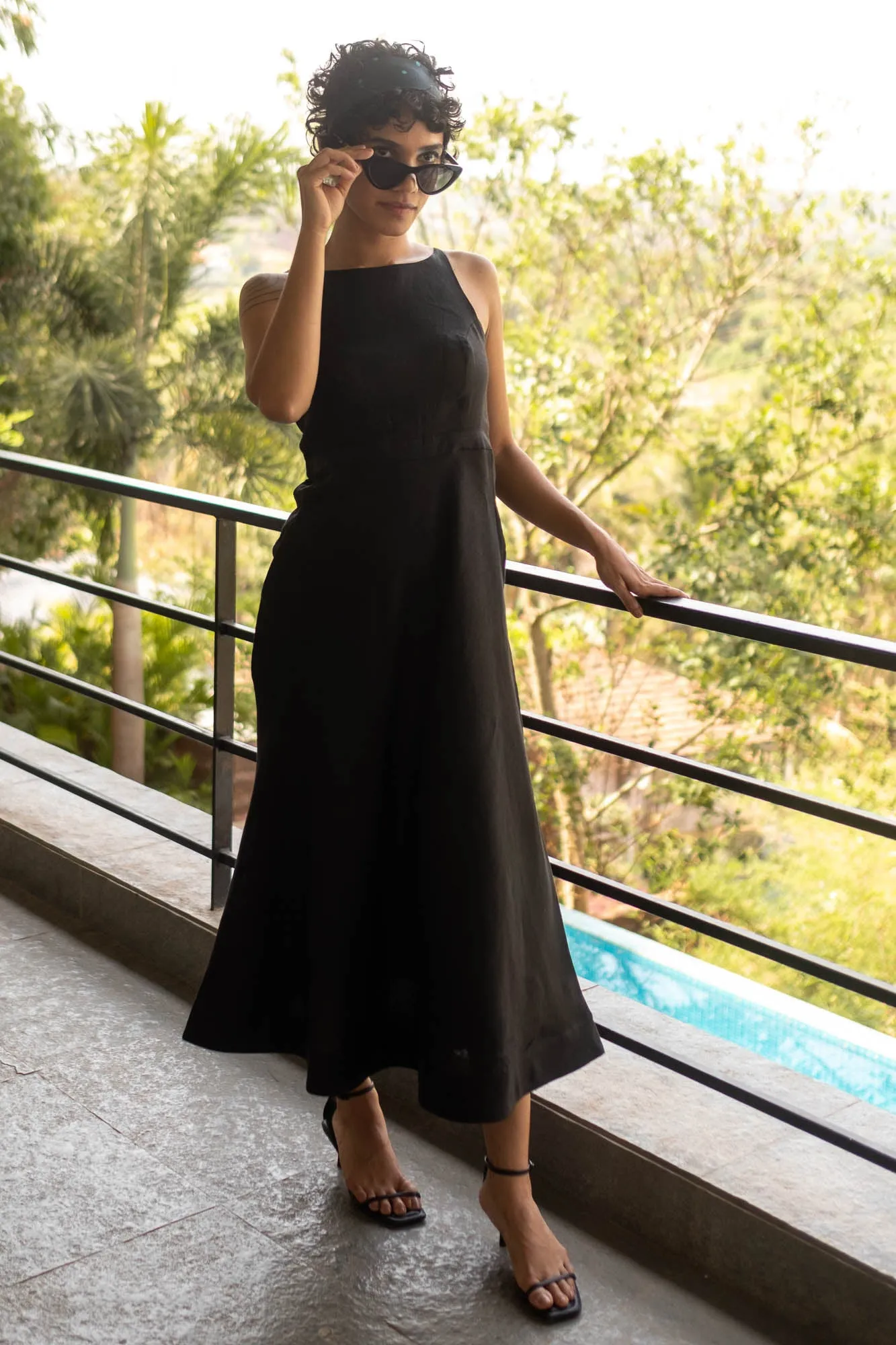 The Linen Cutaway Maxi Dress