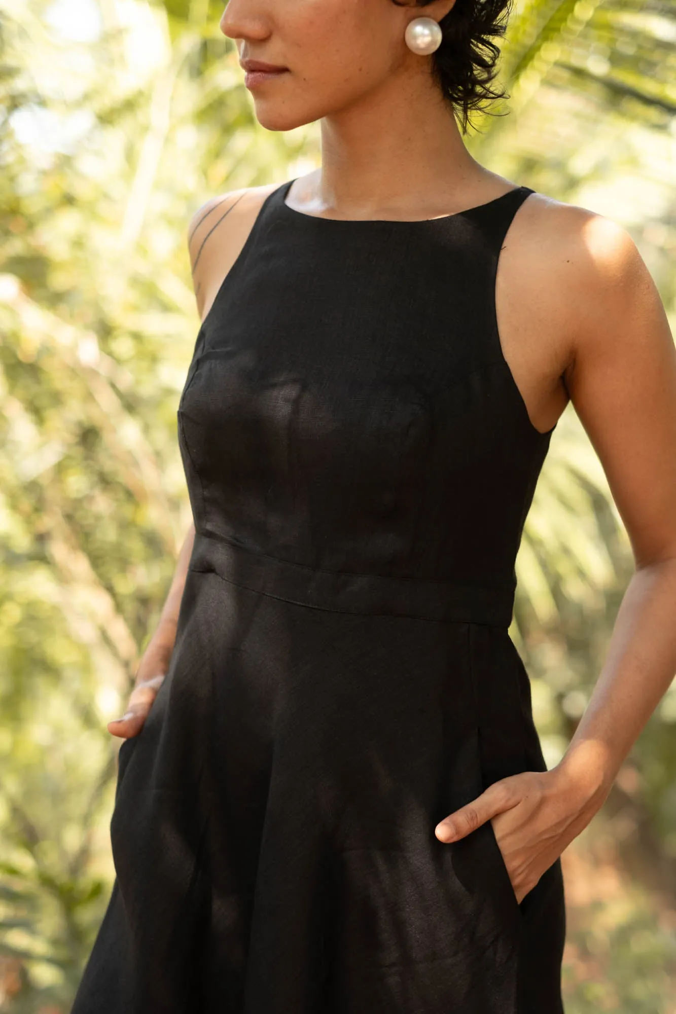 The Linen Cutaway Maxi Dress