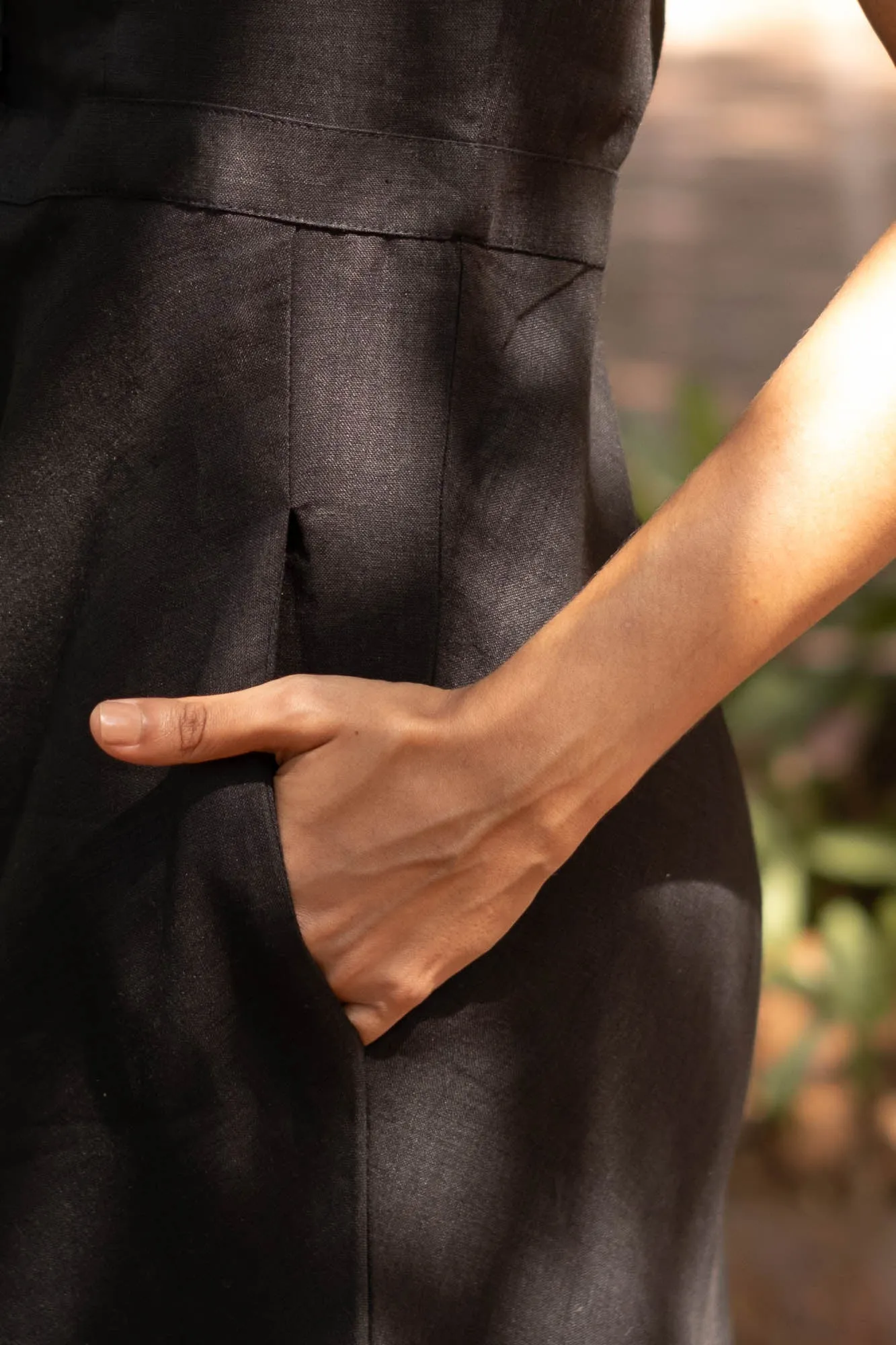 The Linen Cutaway Maxi Dress