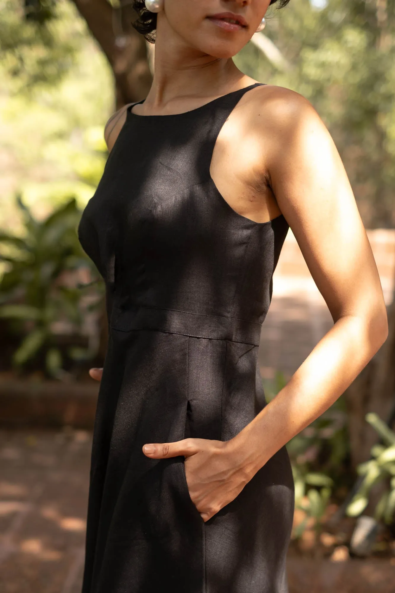 The Linen Cutaway Maxi Dress