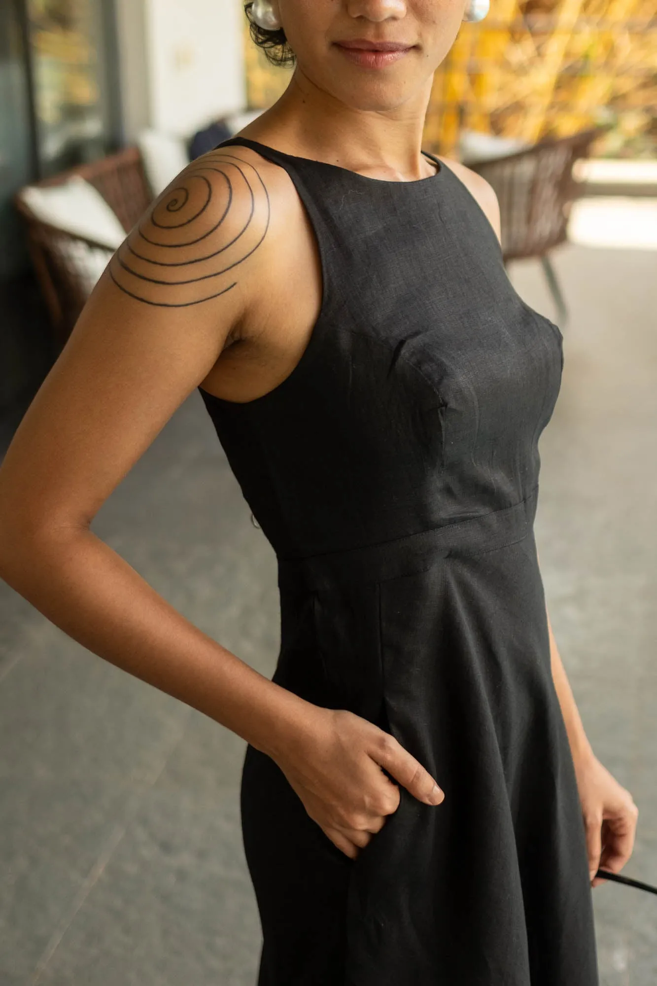 The Linen Cutaway Maxi Dress