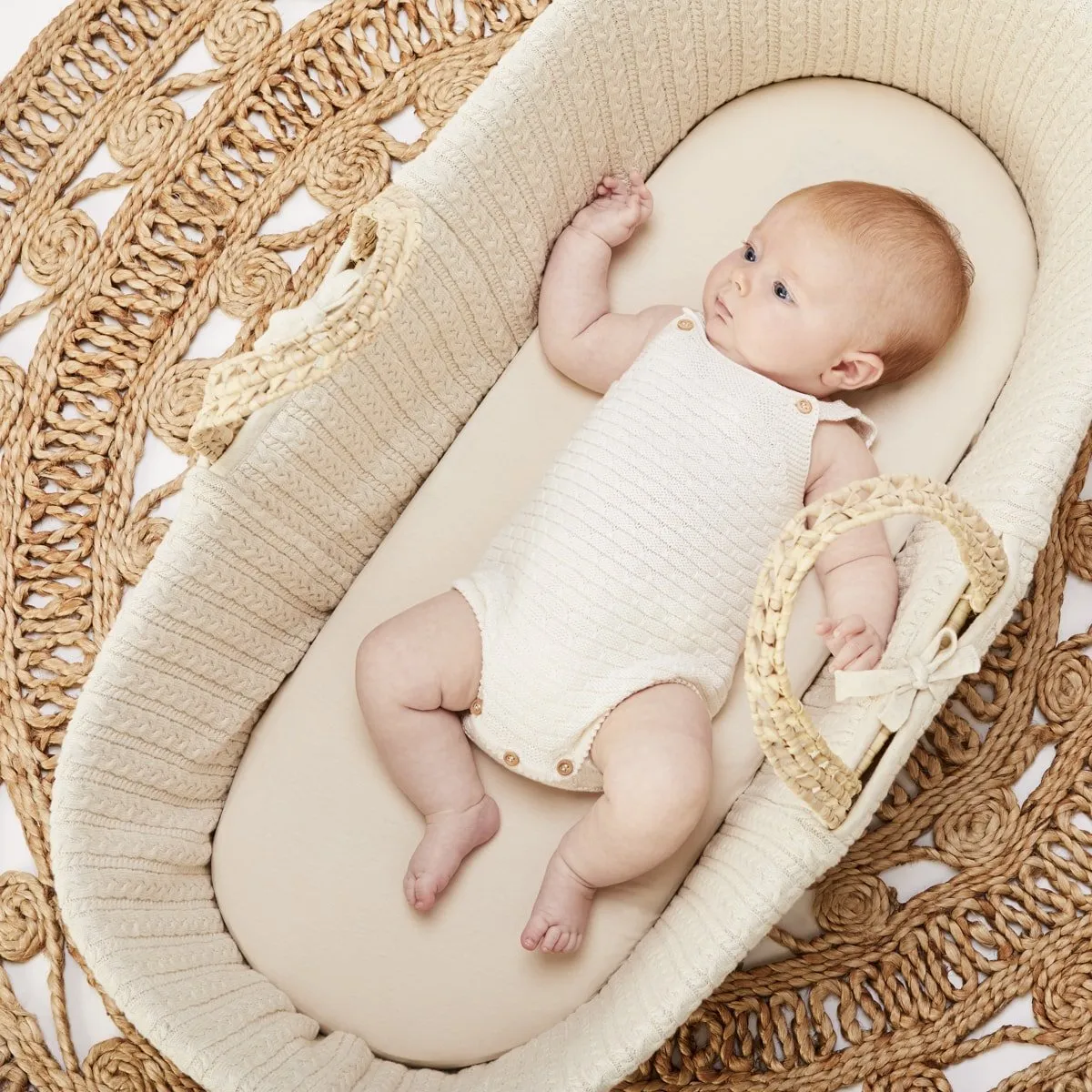 The Little Green Sheep Organic Moses Basket Fitted Sheet - Linen Delivery 1-2 weeks