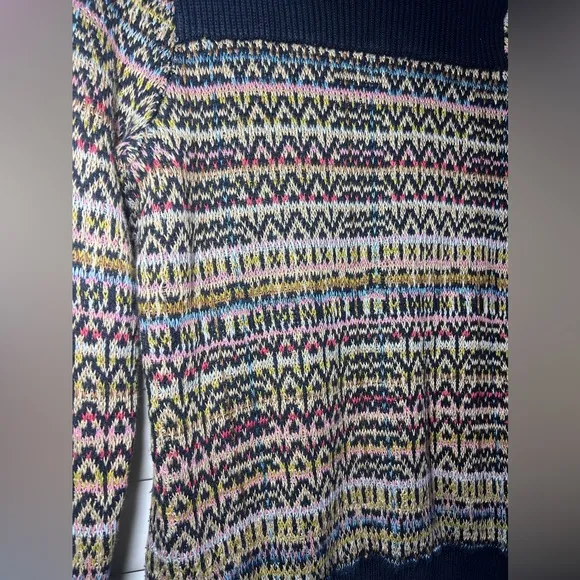 Theory Hadar Chunky Silk/Linen Pullover Sweater in Multi Color, Size Small