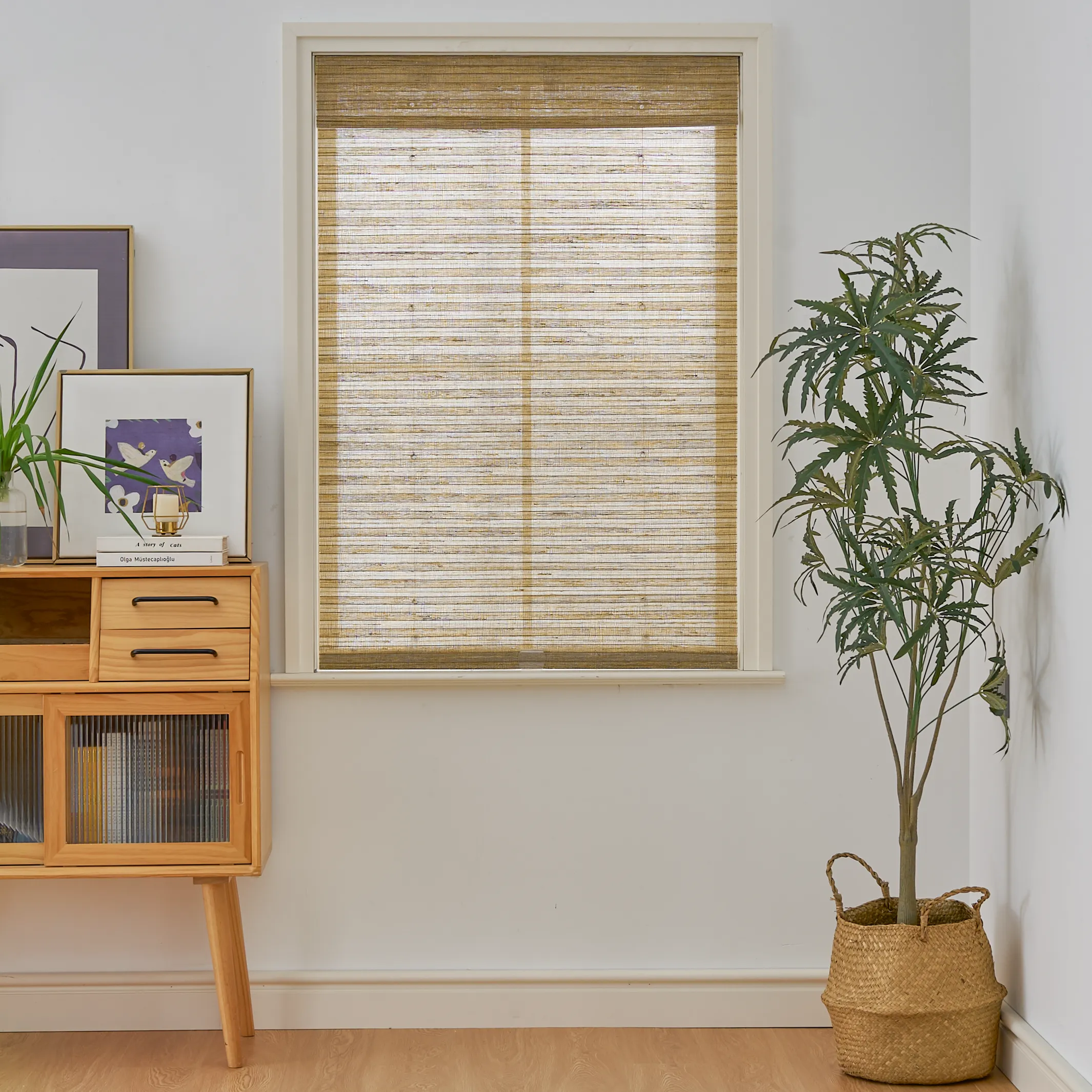 Tina Woven Bamboo Shade| Beige Brown