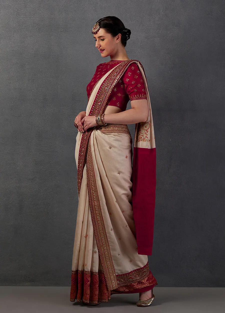 Toosh Bandhani Embroidered Saree Set