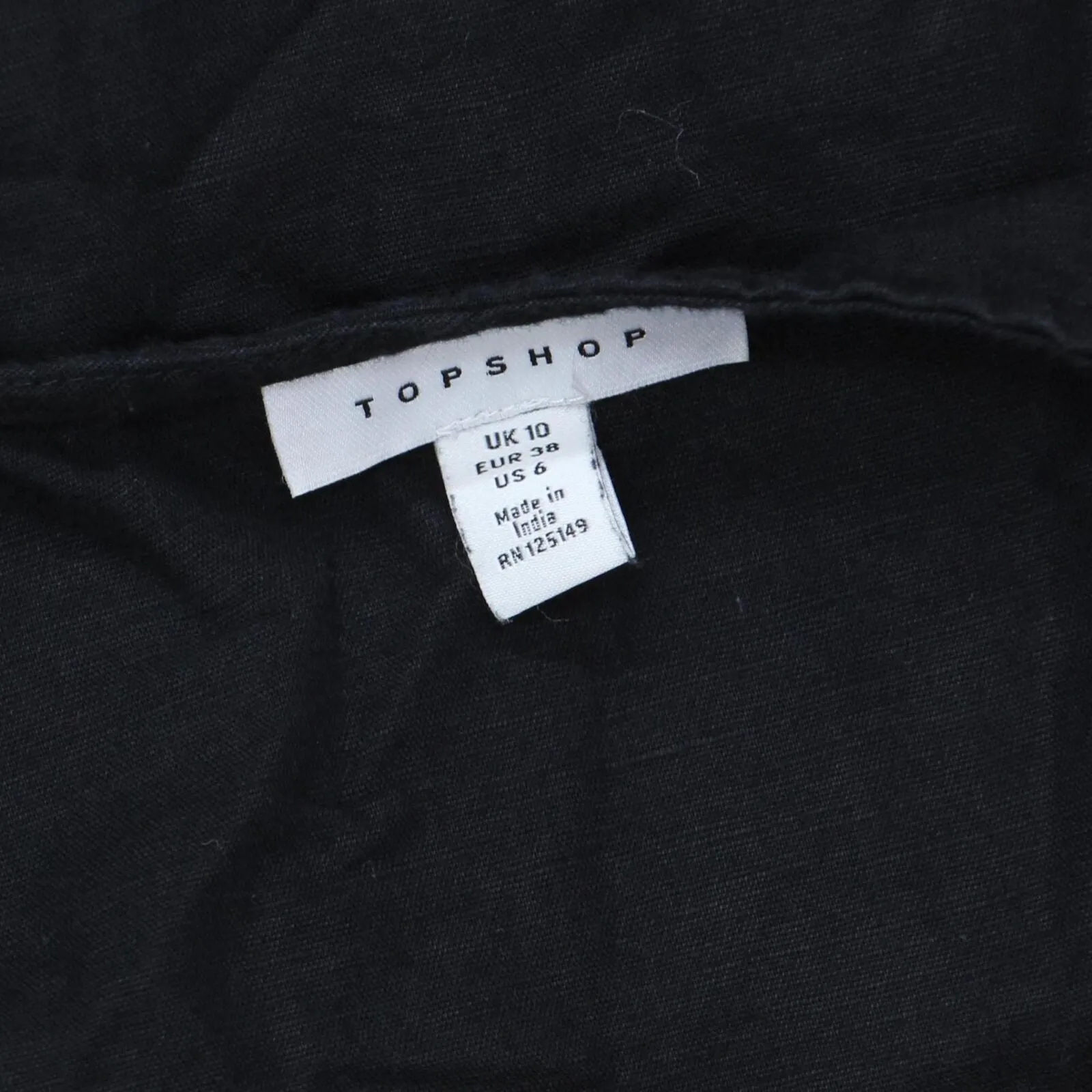 Topshop Womens Linen Sleeveless Midi Woven Button Front Dress Black 6