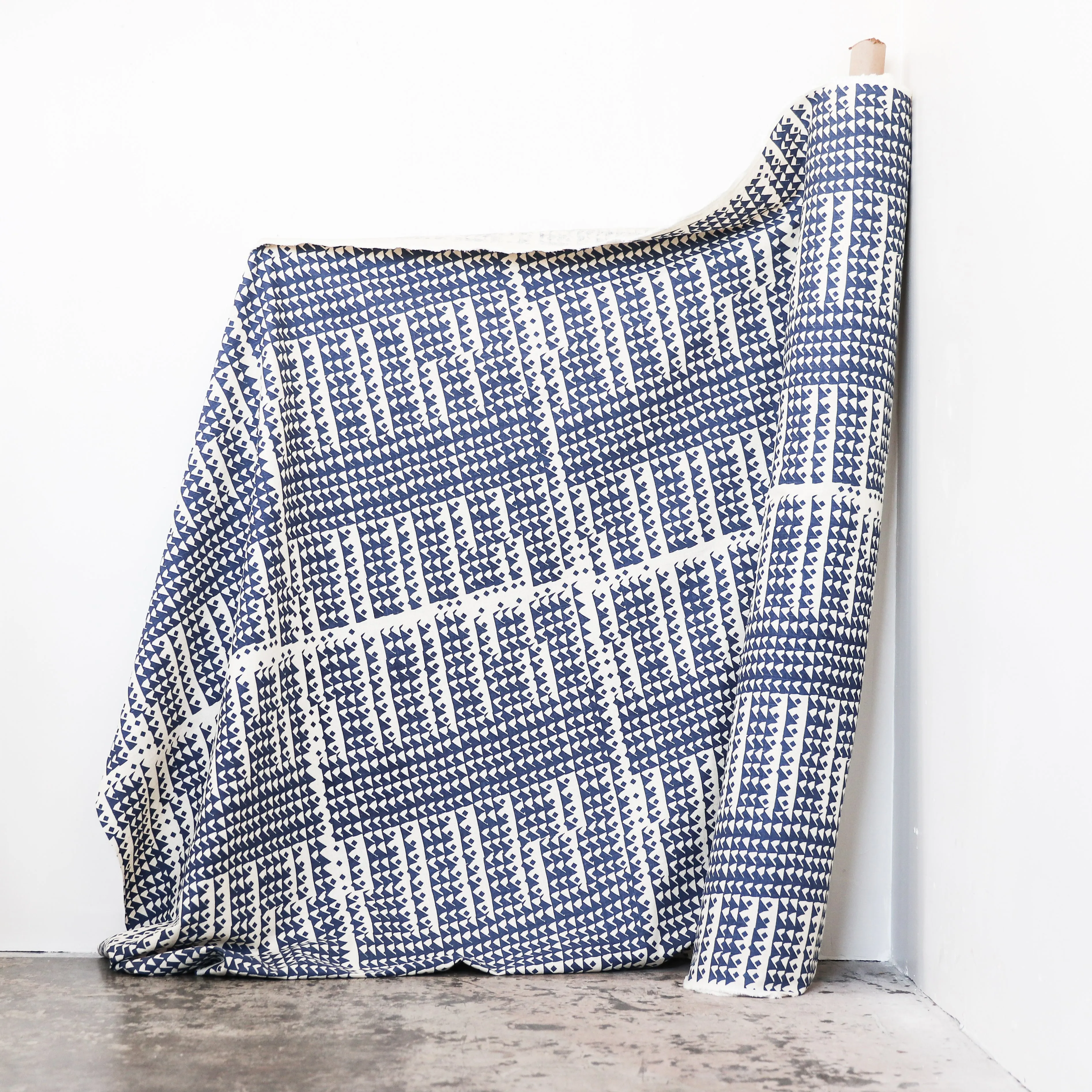 TRIANGLES in INDIGO - Fabric by the yard