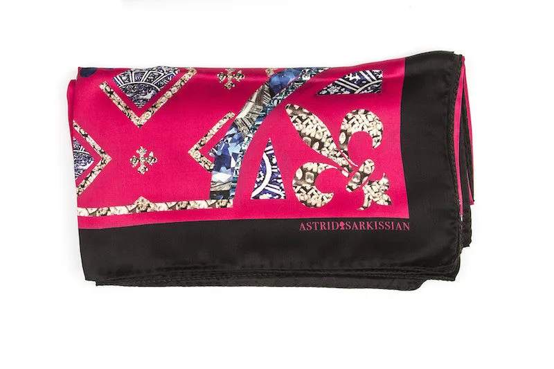 Two Birds Silk Satin Scarf