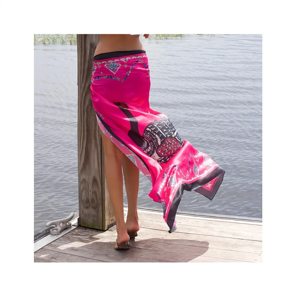 Two Birds Silk Satin Scarf