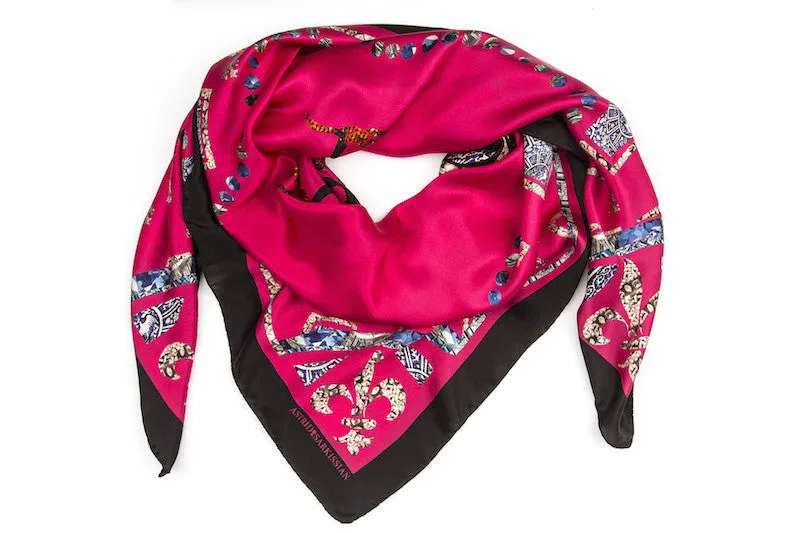 Two Birds Silk Satin Scarf