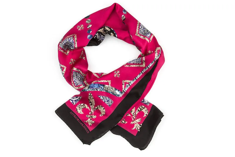 Two Birds Silk Satin Scarf