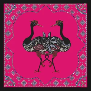 Two Birds Silk Satin Scarf