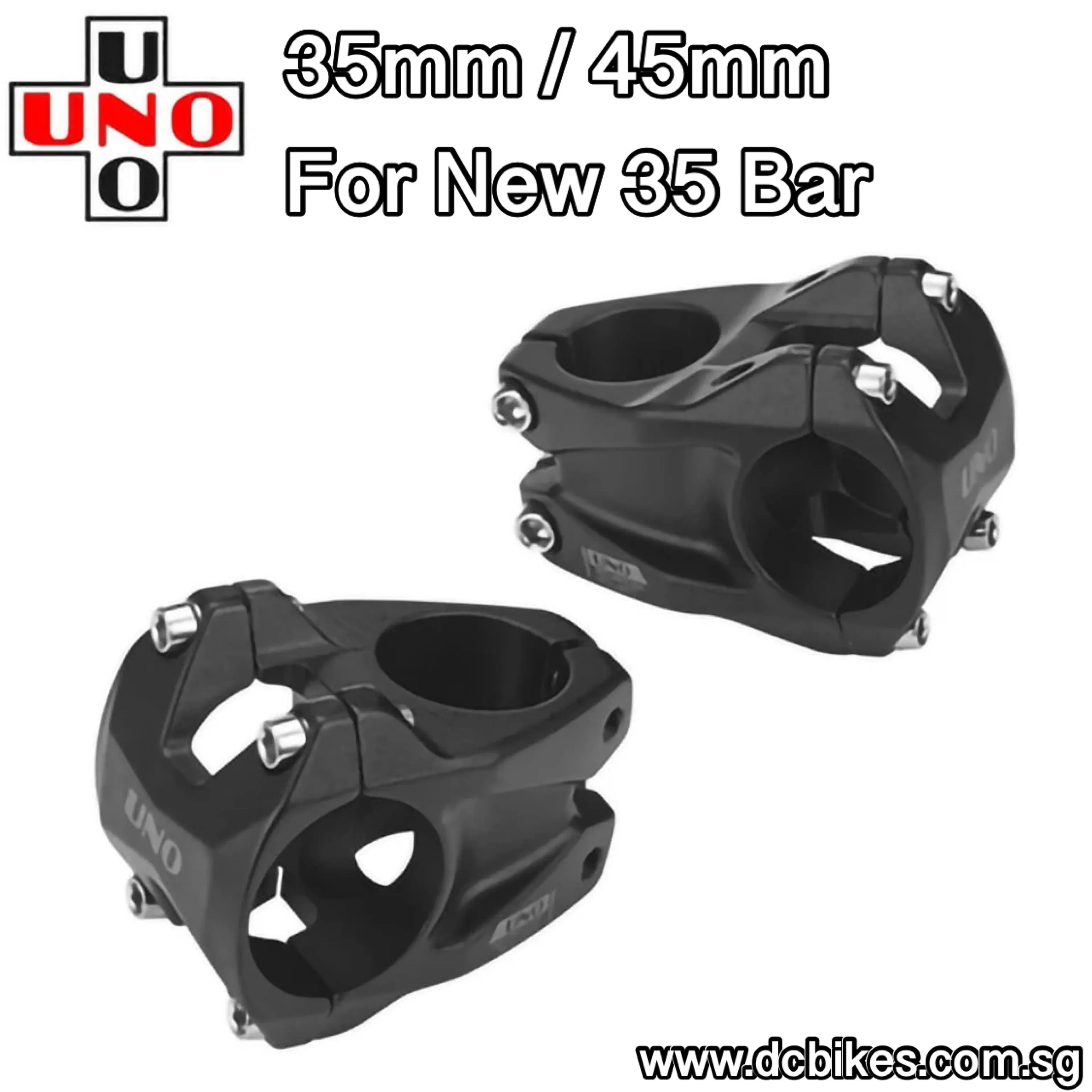 UNO 35mm | 45mm Alloy 0 Degree AM MTB Black 35 Stem  