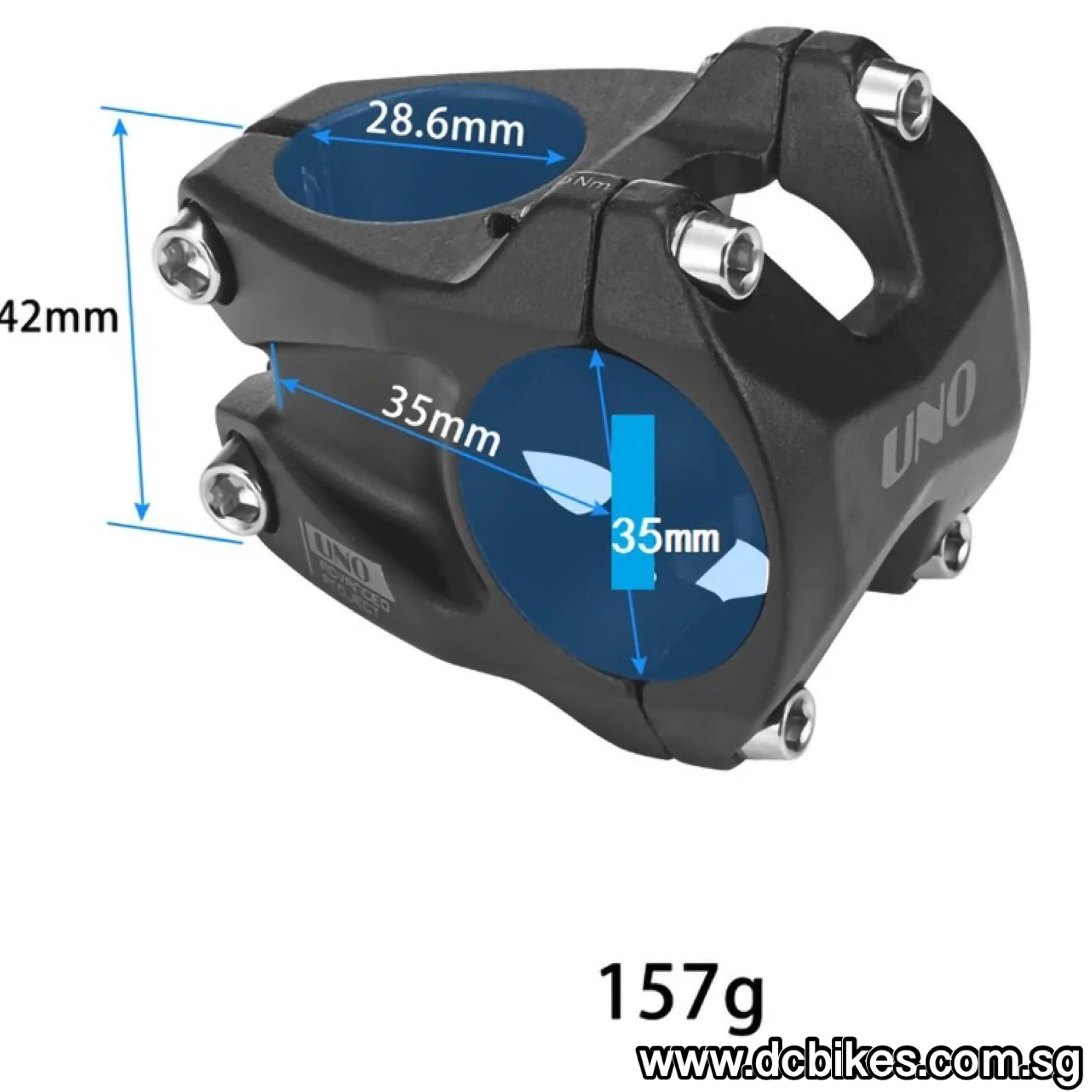 UNO 35mm | 45mm Alloy 0 Degree AM MTB Black 35 Stem  