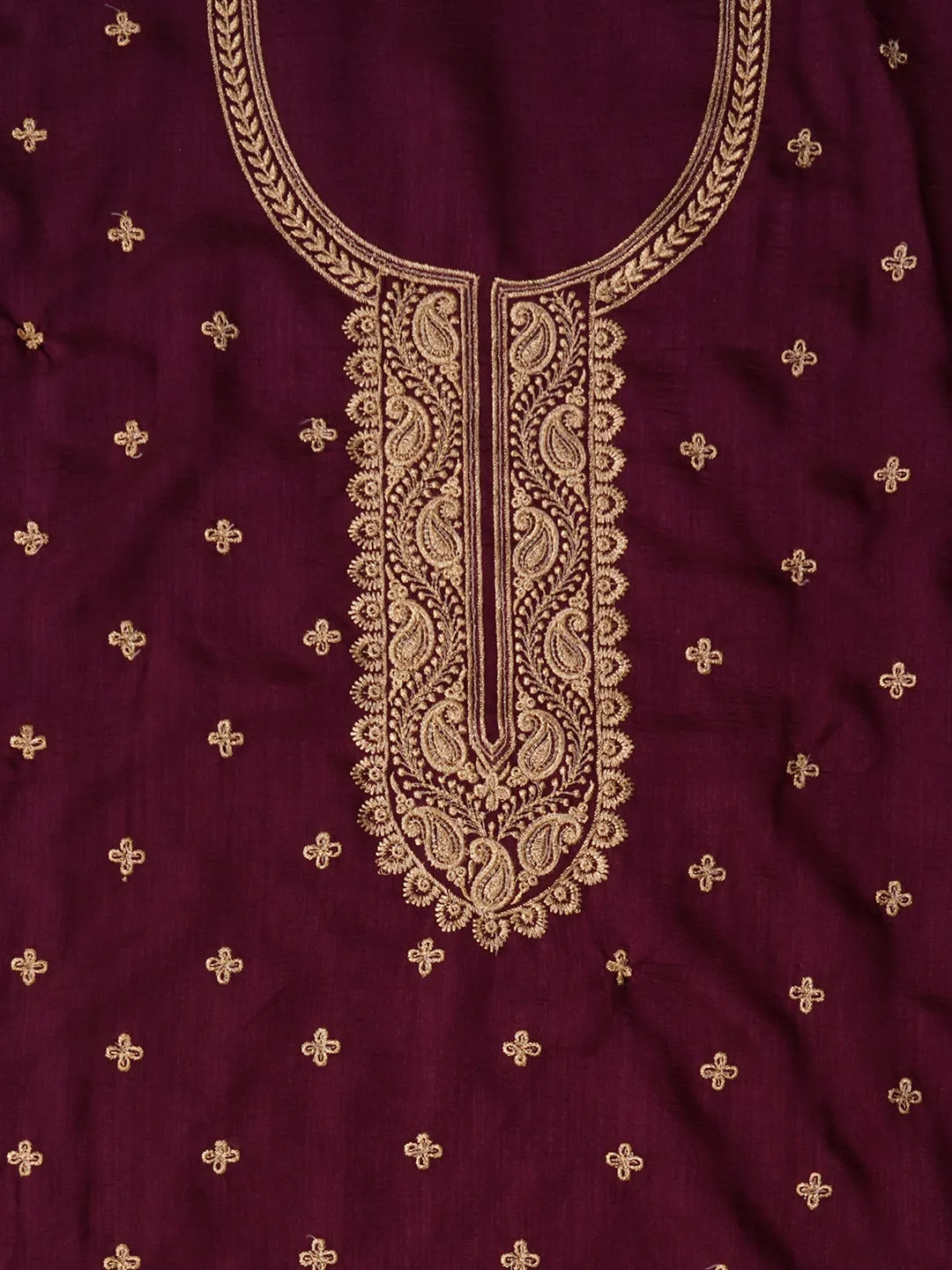 Unstitched Embroidered Cotton Blend Dress Material With Dupatta