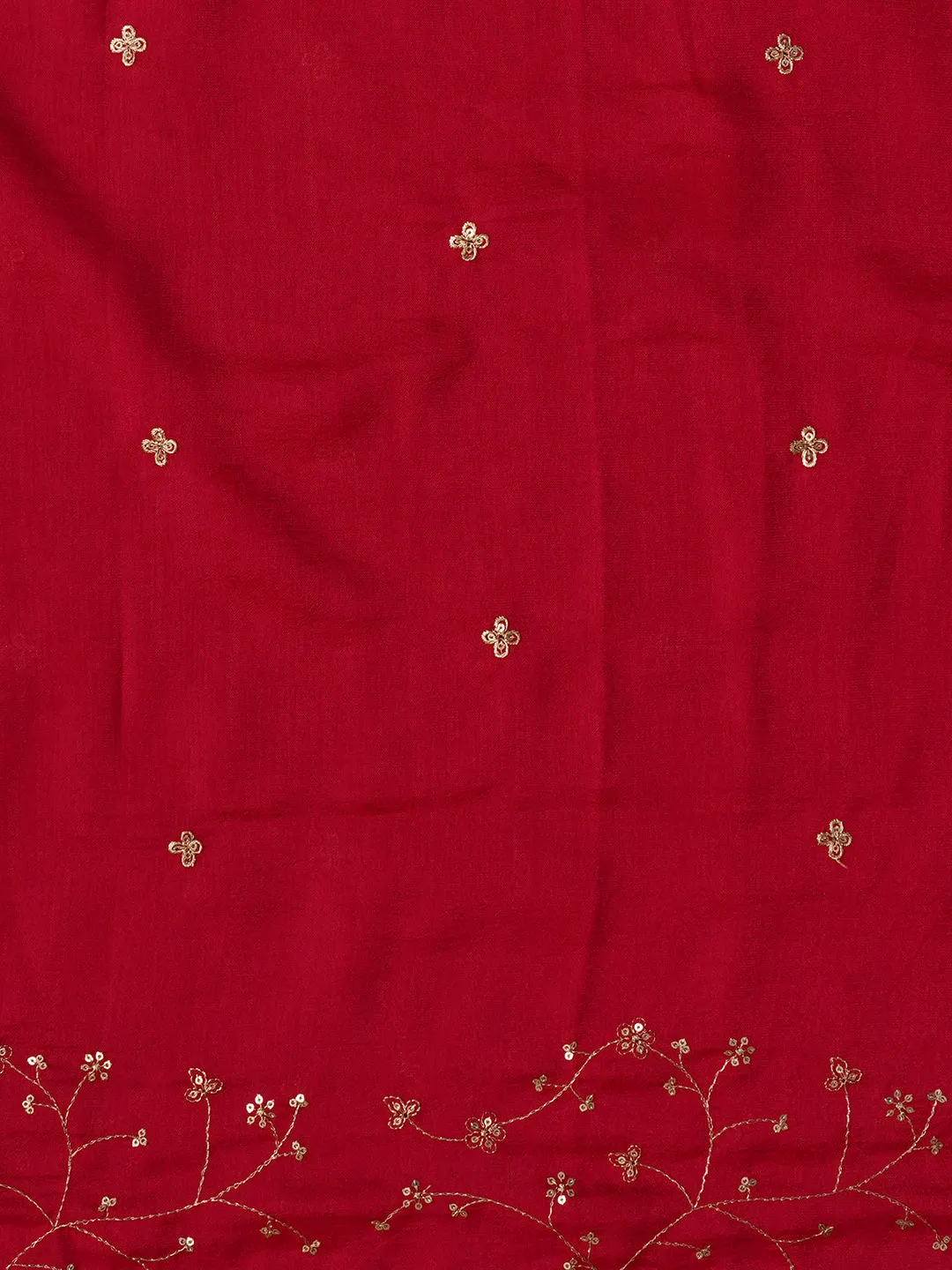 Unstitched Embroidered Pink Cotton Blend Dress Material With Dupatta