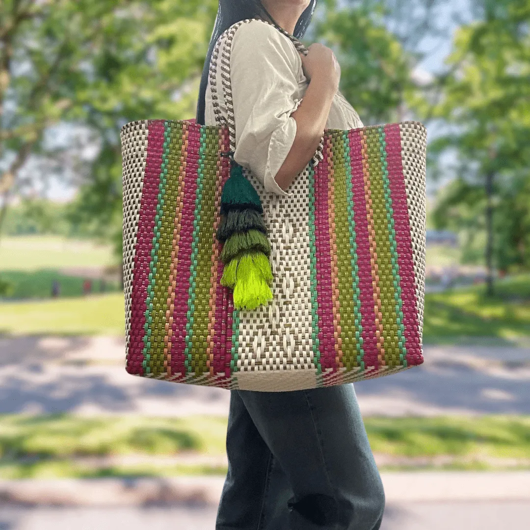 Upcycled Handwoven XL Tote - April