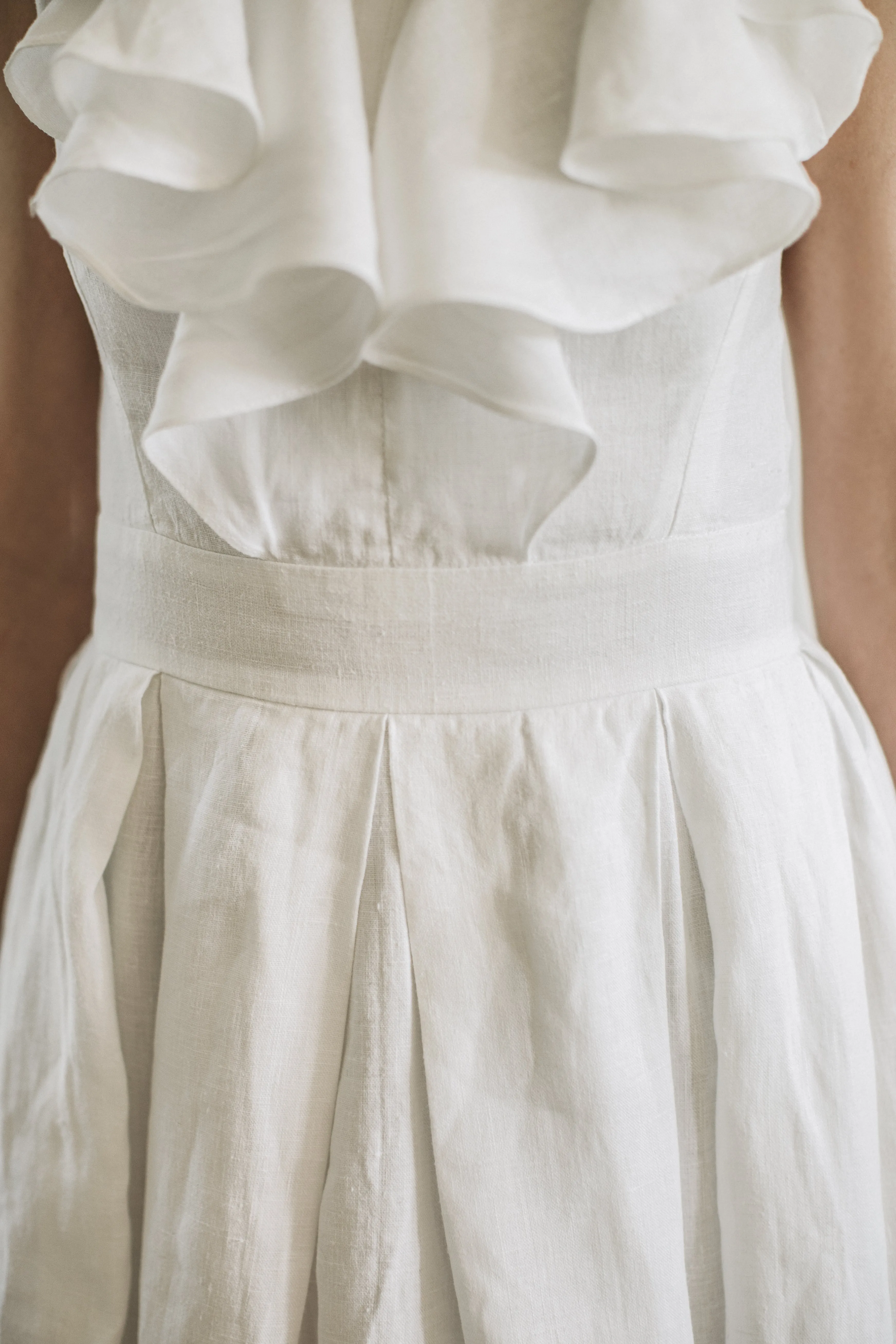 V-Back Linen Wedding Dress
