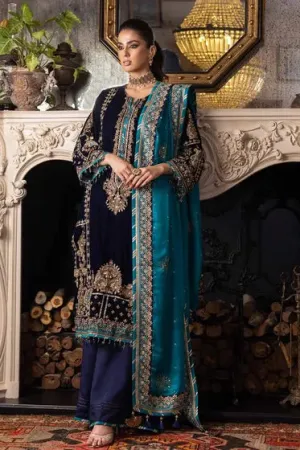 VELVET Embroidered Silk Dupatta NS-22037