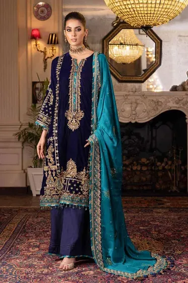 VELVET Embroidered Silk Dupatta NS-22037