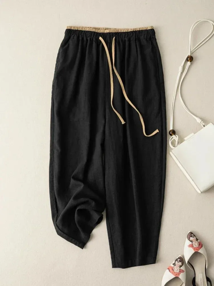 Versatile Linen Ankle-Length Pants