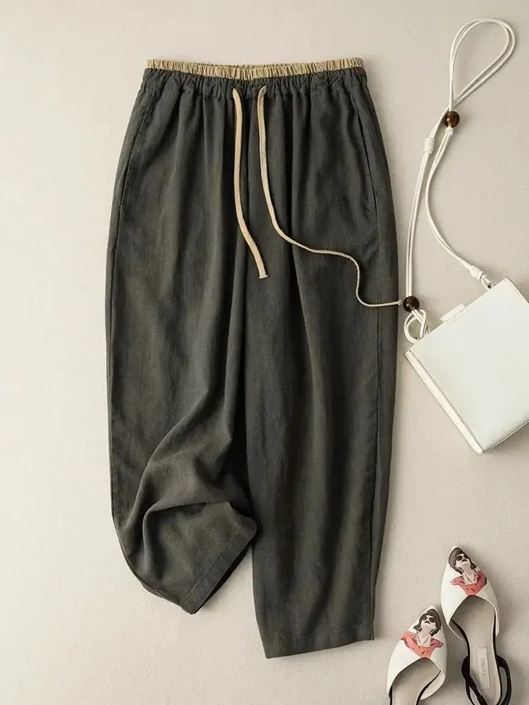 Versatile Linen Ankle-Length Pants