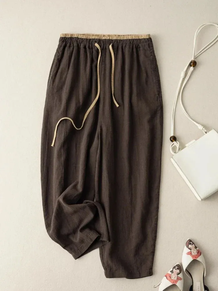 Versatile Linen Ankle-Length Pants
