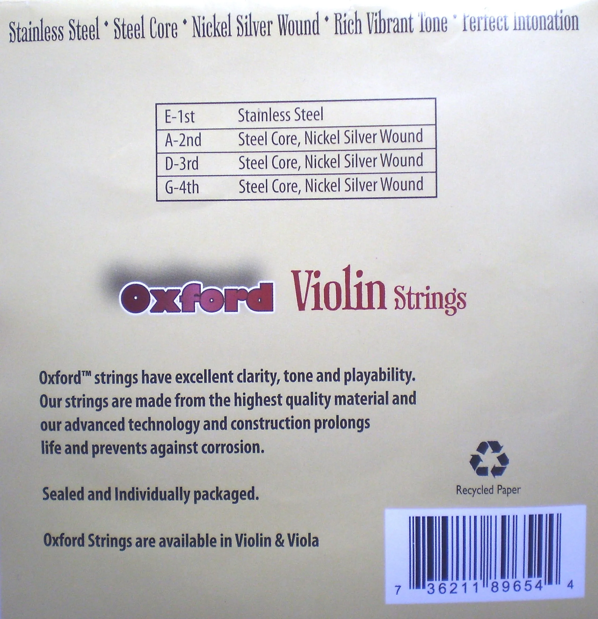 Violin Strings - Set of 4 - 4/4 or 1/2 & 1/4