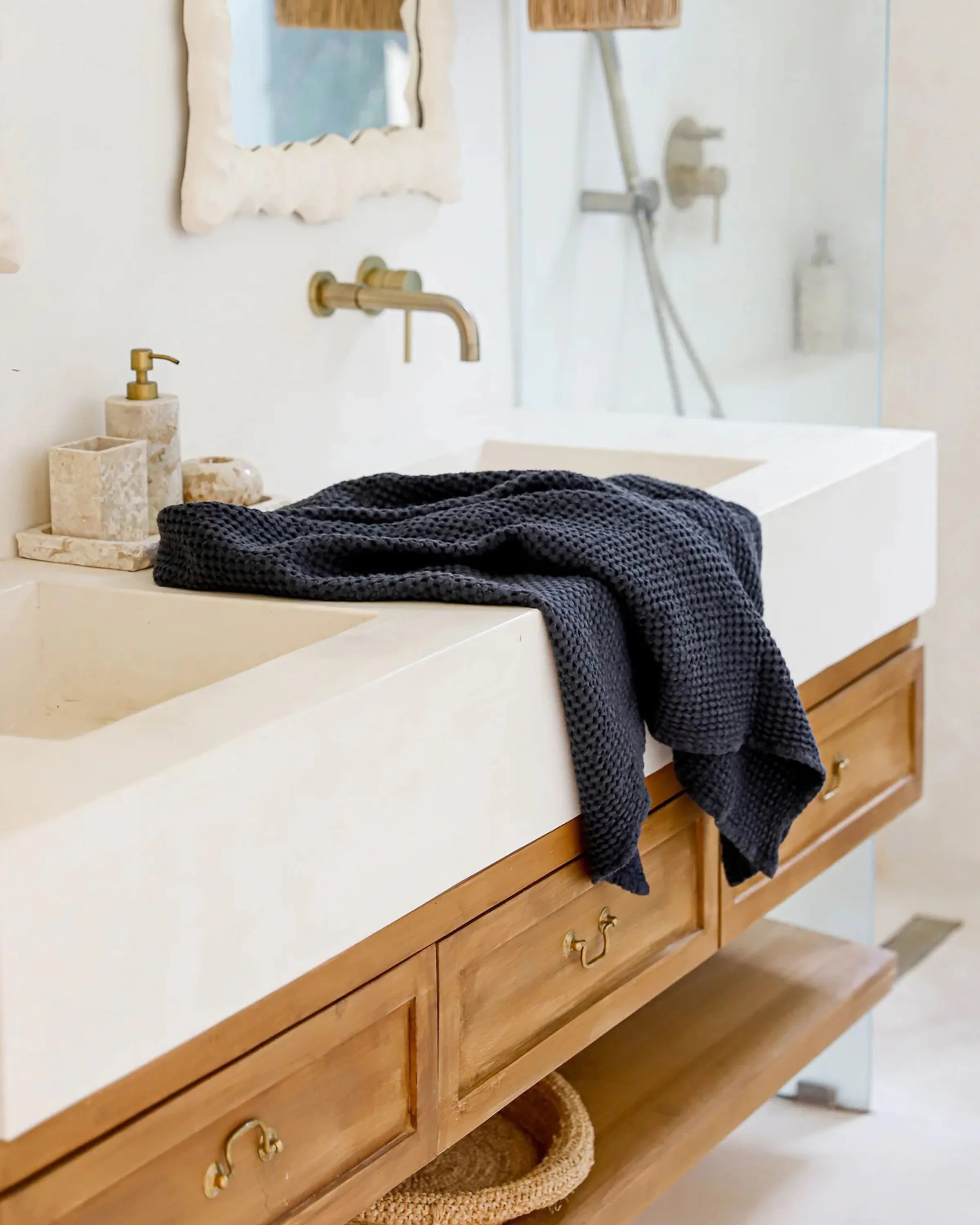 Waffle Linen Bath Towel