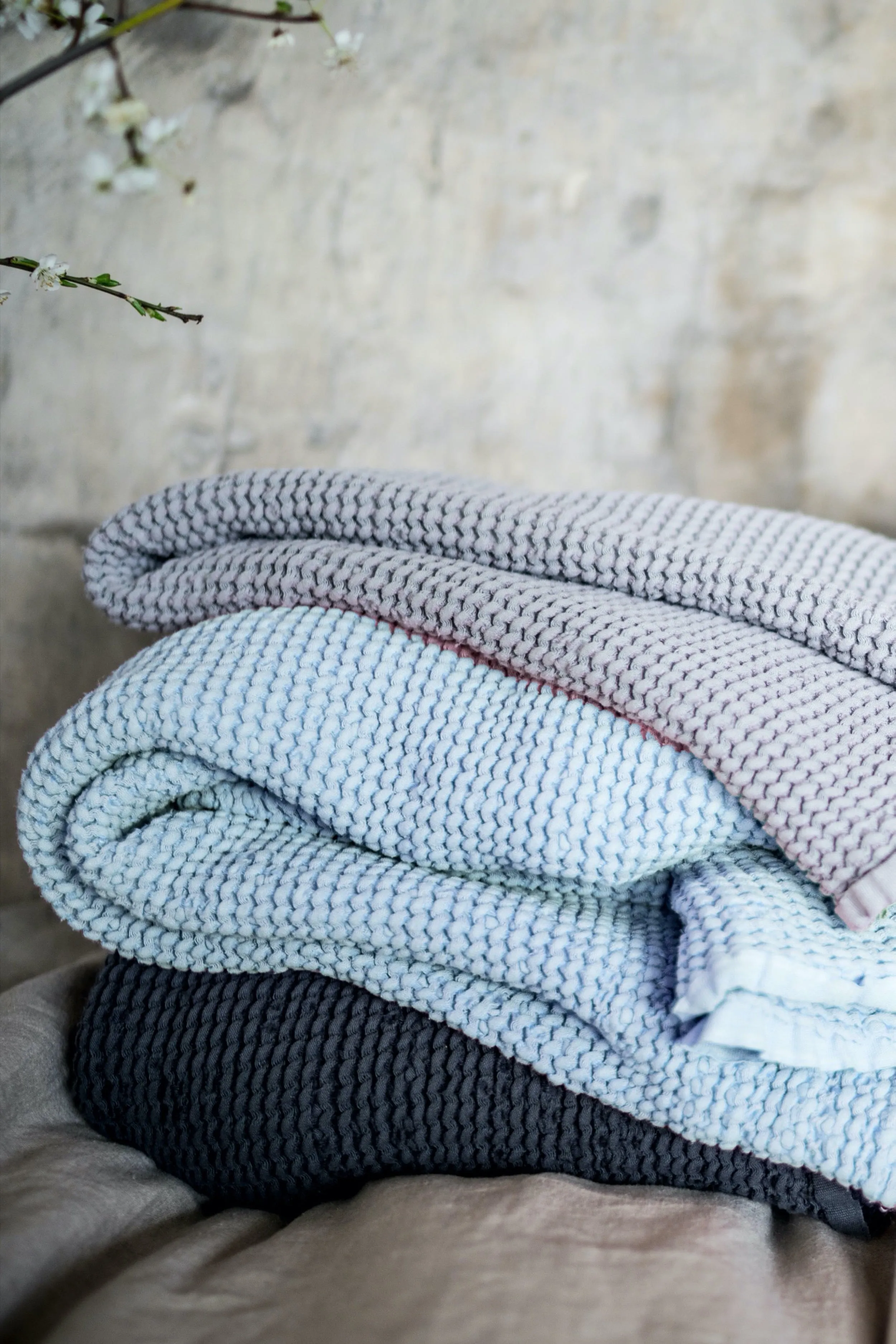 Waffle throw blanket